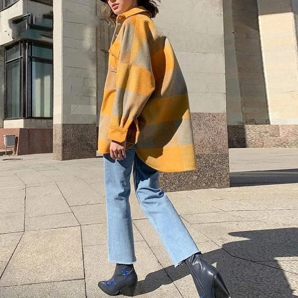 Veste Longue Bohème à Carreaux