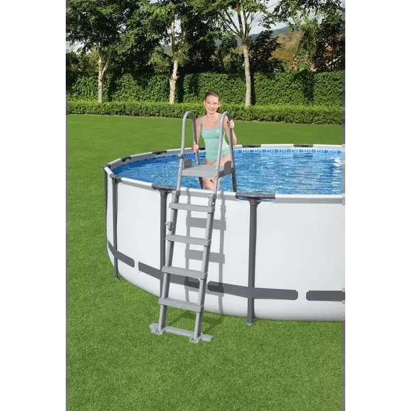 Échelle sécurisée pour piscine hors-sol jusqu'à hauteur 132 cm - 2 x 4 marches
