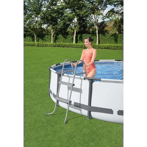 Échelle sécurisée pour piscine hors-sol jusqu'à hauteur 84 cm - 2 x 2 marches